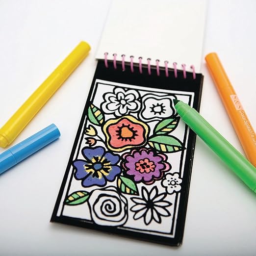 S&S Worldwide Velvet Art To Go! 2 Spiral Bound Coloring Books w/Perforated Cardstock Pages, Fuzzy, Felt, Great for Travel: Planes, Cars, Backpacks, 20 Different Projects Total, Kids & Adults, 4"x6".
