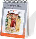 HTVRONT Watercolor Paper 9x12 Inch - 50 Sheets Watercolor Pad, 140 lb/300 GSM Cold Press Watercolor Paper Pad, Spiral Bound for Full Spread & Sturdy Use, Ideal for Wet & Dry Media