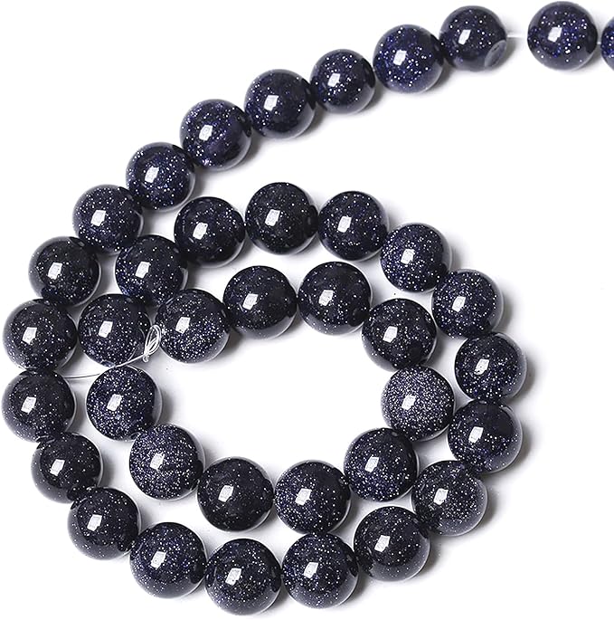 180PCS 4mm Blue Sandstone Gemstone Beads Beads Natural Stone Round Loose Beads for Jewelry Making DIY Bracelet Necklace 32" 2 Strands