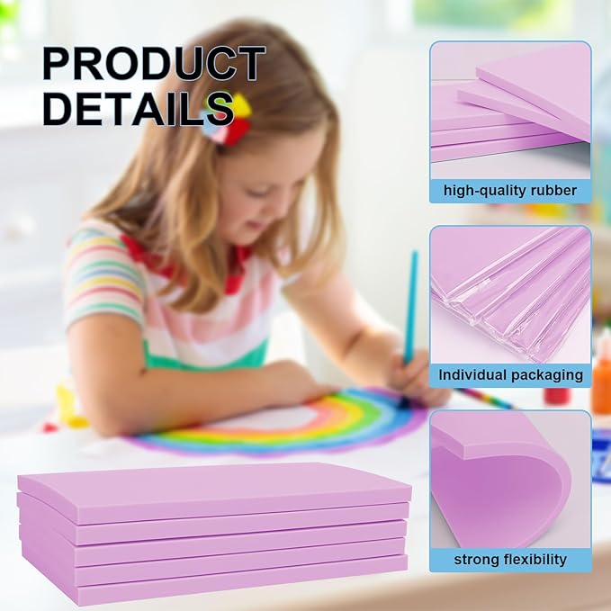 KUKLIPJIM 25 Pcs 4x6" Rubber Linoleum Stamp Carving Blocks for Printmaking, Artists, Crafts and More (Light Purple)