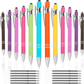12 PCS 2 in 1 Stylus Ballpoint Pen with Stylus Tip, 1.0 mm Black Ink Metal Pen Stylus Pen for Touch Screens (Silver & Mix - 2)