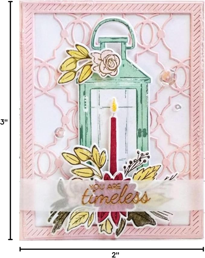 Cutting Dies Metal Stencils Scrapbooking Tools Flowers Lace Frame DIY Embossing Template for Paper Card Making Album Arts Crafts Supplies (Lantern Lace-14.4x11.2cm)