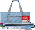 ZGME American Mahjong Set,166 White Tiles with Blue Rectangular Bag and Accessories,4 All-in-One Mahjong Racks with Pushers,Complete Western Mahjong Set