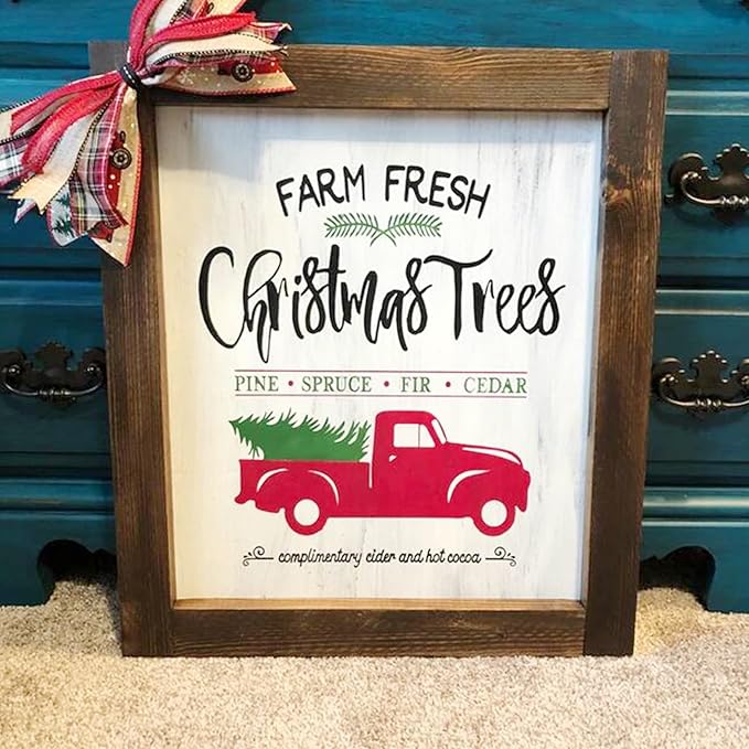 10 Pieces Large Christmas Stencils for Painting on Wood, Reusable Merry Christmas Stencil Candy Cane Christmas Tree Farm Template Holiday Stencils for Wood Sign DIY Crafts (10Pieces large christmas-1)