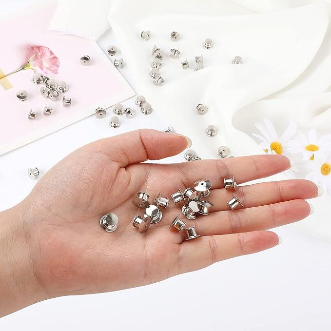 DECYOOL 75 Pieces Metal Pin Backs Locking Pin Keepers Locking Clasp