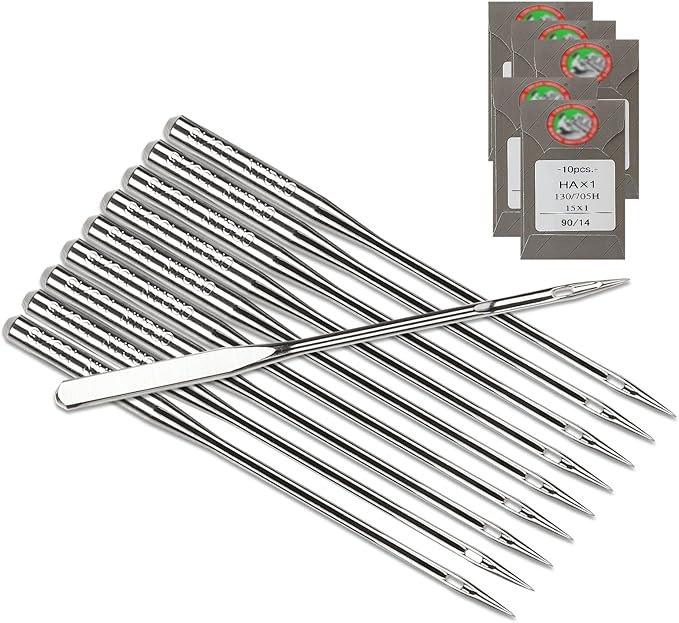 50 Pcs Embroidery Sewing Needles for Brother Machine Needles Size 90/14 130/705H HAx1 Sewing Needles for Brother Sewing Machine (5 Pack of 10 Needles)