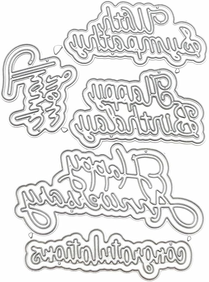 Metal Cutting Dies DIY Merry Christams Embossing Stencil Template Scrapbooking Card Making Mold Photo Album Arts Crafts Tools (Thank You Happy Birthday Congratulations-10x7.6cm)