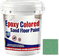 Epoxy Colored Sand Floor Paint, Epoxy Floor Paint for Concrete, High Gloss Marble Effect Coating, Waterproof Non-Slip Concrete Paints, Suitable for Indoor/Outdoor Use (Green,160 oz/5 kg)