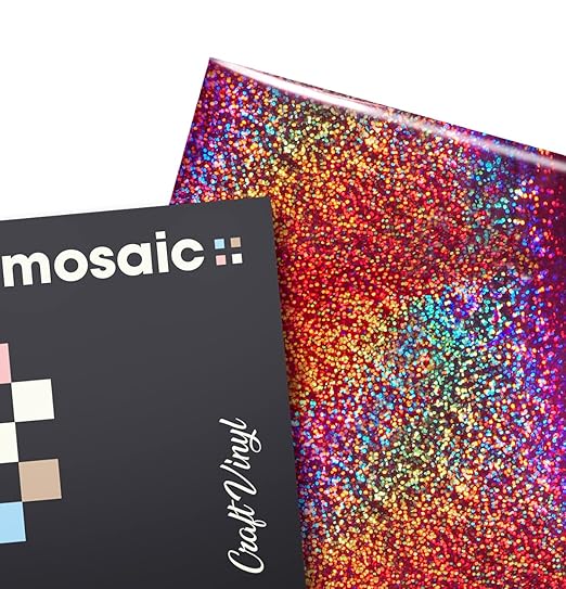 Mosaic+ Crafting Vinyl, by VViViD (Pink Holographic Glitter, 1ft x 5ft)