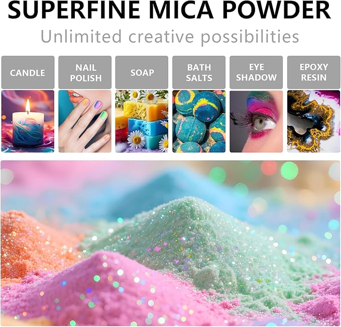 GOODTAKE Blue Mica Powder | Epoxy Resin Color Pigment | Pearlescent Color Pigment | Mica Powder for Resin Epoxy - for Soap Making, Nail Polish, Slime & Candle (Blue, 2 oz)