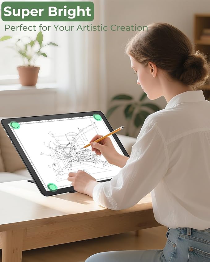 Cordless A3 Diamond Painting Art LED Light Board for Tracing and Drawing,Bawaslom Light Box with 3 Colors & 6-Level Brightness,Rechargeable Drawing Pad for Tracing,Diamond Art,Vinyl Weeding,Sketching