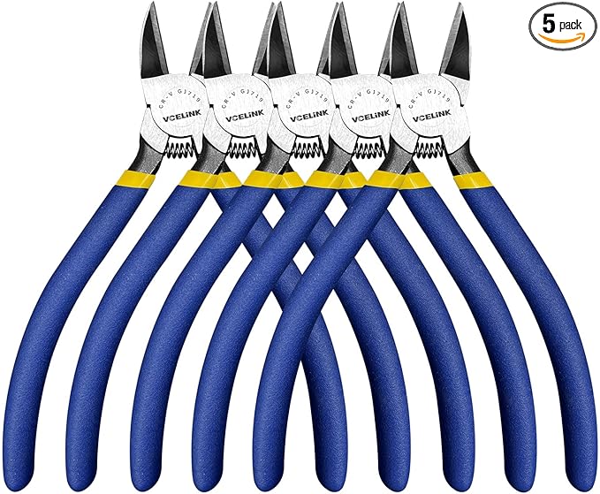 VCELINK Wire Cutters, 6-inch Side Cutter, CR-V Small Flush Cutter, 5 Pack Professional Small Wire Cutter with Spring-loaded for Artificial Flowers, Floral, Jewellery Making, and DIY Model Making