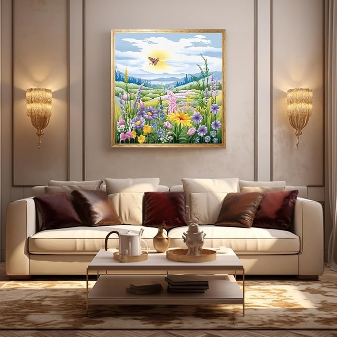 51buyoutgo Natural Landscape Cross Stitch Kits, 11 Ct Count Pre Printed Counted Stamped Cross Stitch Embroidery Needlepoint Patterns Kits for Adults Beginners, Easy Advanced Crossstitch Crossstitching