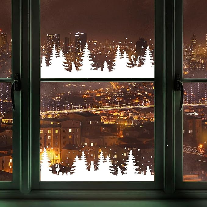 Christmas Stencils for Window Glass Large Christmas Stencil Reusable 53.1” Winter Forest House Village Holiday Drawing Templates for Painting on Window Glass Doormat Wood Sign