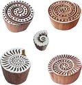 Royal Kraft Spiral Wooden Printing Stamps (Set of 5) - DIY Henna Fabric Textile Paper Clay Pottery Blocks Htag2230