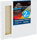 PHOENIX 12x16 Inch Pack of 2 Artist Canvas - Stretched Canvases for Painting - 3/4 Inch Profile, 100% Cotton 11 Oz. Gesso Primed White Blank Professional Canvas Oil & Acrylic Paints