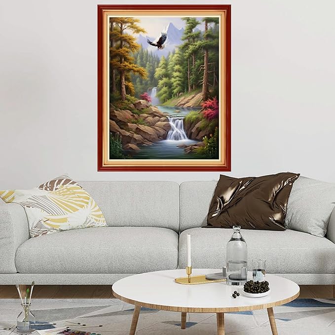 Dimxvean Stamped Cross Stitch Kits,Cross Stitch Kits for Adults Beginners,Embroidery Kits Full Range of Cross Stitch Stamped Kits Needlepoint Kits Cross Stitch Patterns-Mountain Scenery 16x20 inch