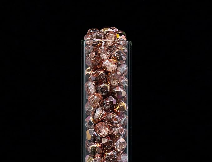 100 pcs of Faceted Fire Polished Pressed Czech Glass Beads 4mm (0.16in), Crystal Copper Capri Apollo 00030-27101 BCV