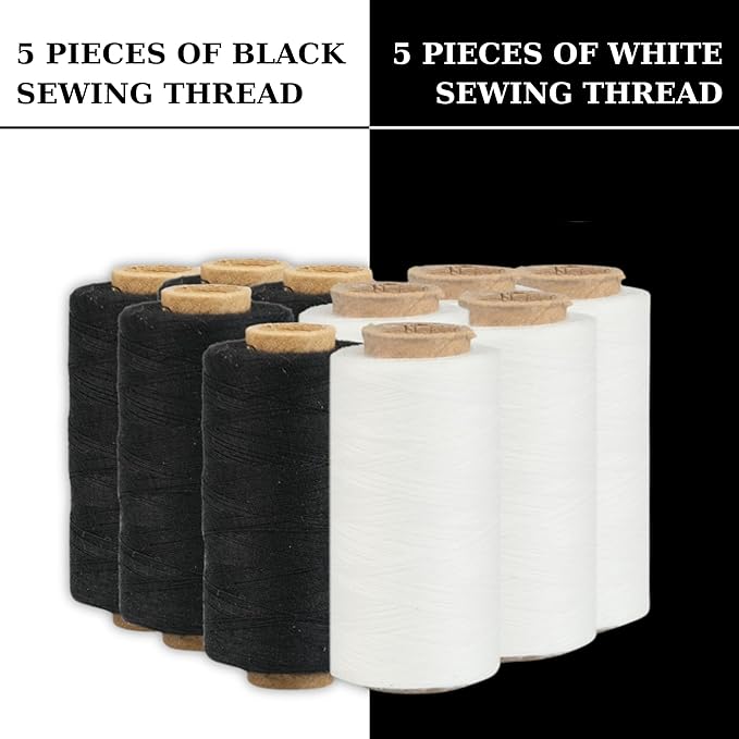 2 Colors Serger Sewing Thread - 10 Cones Threads of 500 Yards Each Spool | Sewing Clips Quilting Materials Sewing Machines for Beginners and Heavy-Duty Sewing Machine Threads | Lace Yarn, Ribbon Yarn