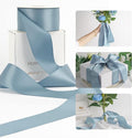 HUIHUANG Dusty Blue 2 inch Wide Double Face Satin Polyester Ribbon for Wedding, Baby Shower, Christmas, Birthday, Valentine's Day - 25 Yards/Roll