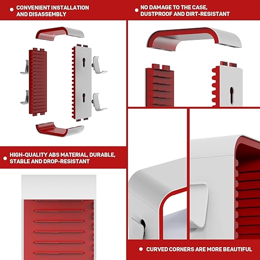 Wigmoa OYO-1 15.8INCH Game Storage Tower - PS5/Xbox Series/Switch Compatible, 18 Disc Organizer with 4 Controller Holder, Red/White