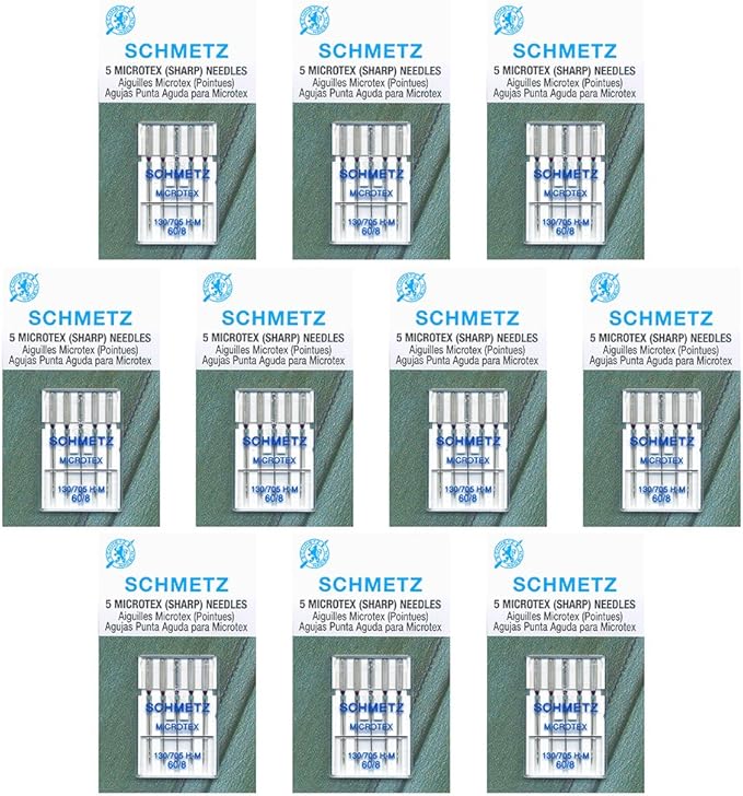 SCHMETZ Microtex Sharp Sewing Machine Needles - Quilting & Topstitching Supplies, Size 60/8, 5-Needle Card, Pack of 10