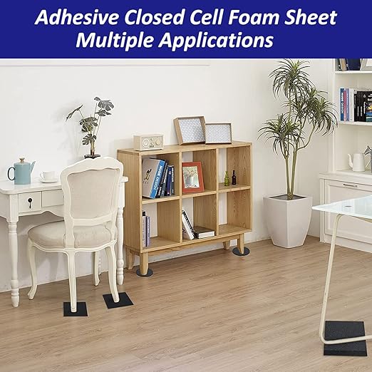 Foam Padding Sheets with Adhesive Backing - Self Stick Neoprene Insulation Foam,8PCS 1/4 Inch Thick X 4 Inch Long X 4 Inch Wide - Closed Cell Foam Sheet Square Pad