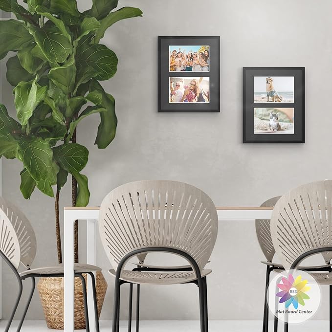 Mat Board Center, Pack of 5, Photo Picture Mats - Acid Free, 4-ply Thickness, White Core - for Pictures, Photos, Framing (8x10 for 2-4x6 White)