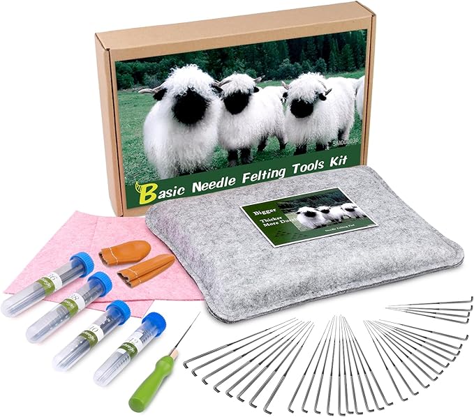 WONVOC Needle Felting Pad, 9.84 x 7.87 x 1.38'', Needle Felting Tools for Beginner Felting Tools with Felting Needle Holder, Felting Needles for Craft DIY
