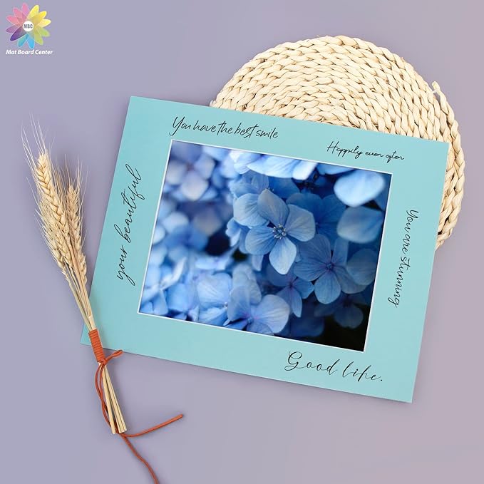 Mat Board Center, Pack of 10, 11x14 for 8x10 Deep Blue Color Mats - Acid Free, 4-ply Thickness, White Core - for Pictures, Photos, Framing
