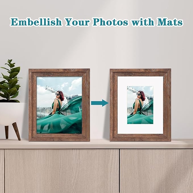 ZBEIVAN 8x10 White Picture Mats with Core Bevel Cut Frame Mattes for 5x7 Pictures - Pack of 5