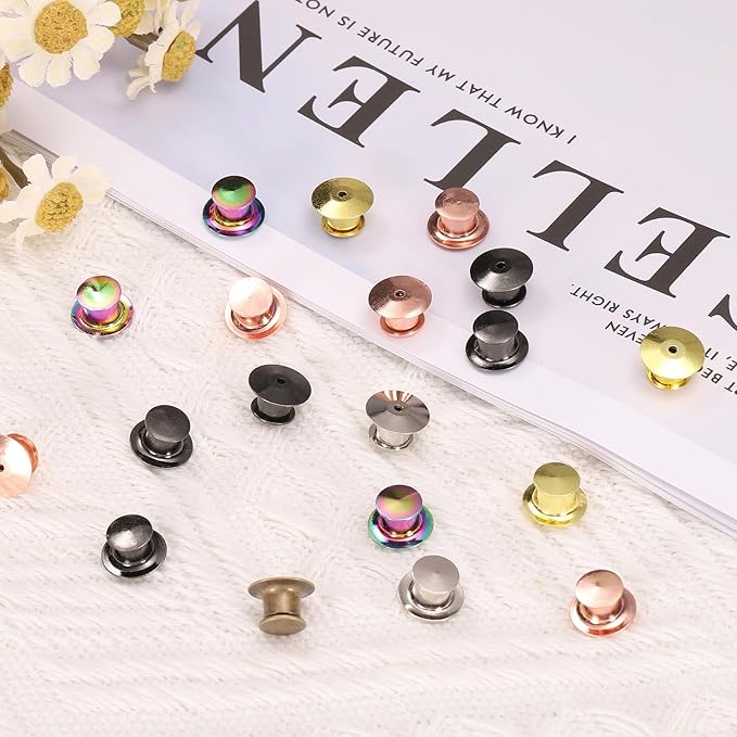uxcell 40Pcs Metal Locking Pin Backs, Pin Keepers Locking Clasp Flat Head Clamp Needle Back Lock for DIY Brooch Crafts Badges Enamel Lapel, Bronze
