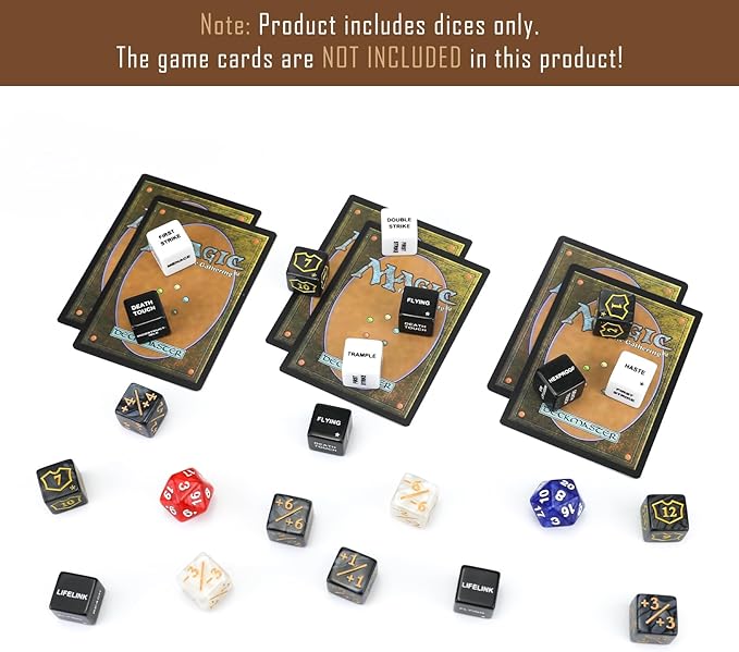 62PCS MTG Dice Counters Bulk Ability Keywords MTG Tokens Shield Life Counter Dice Set for Magic Card Accessories, Compatible with TCG Card Game Accessories CCG Creature Stats