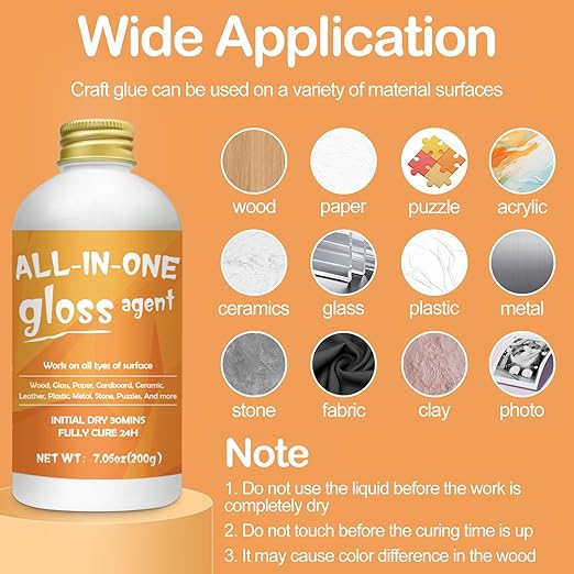 Crafts Sealer Gloss Matte Finish, 200ml+200ml All in One Craft Glue, Varnish, and Finish, All Purpose Art Glue Kit for Wood, Paper, Acrylic Paints, Ceramics, Fabrics, Clay