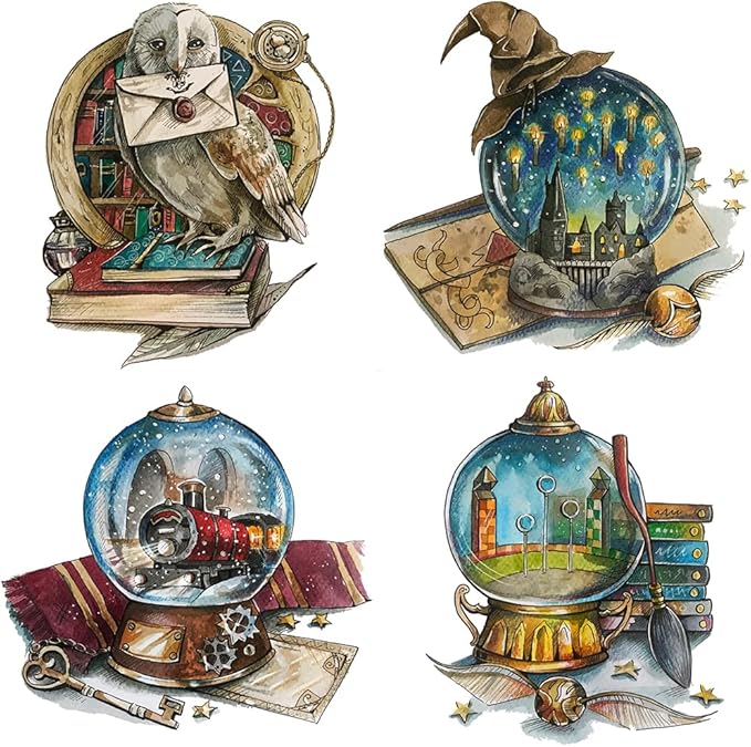 ZuoAnLF 4 Packs Stamped Cross Stitch Kits for Adults,Stamped Cross-Stitch Needlepoint Counted Kits Beginners,Embroidery Kit Arts and Crafts for Home Decor 11CT,9.8 * 9.8inch (HP)