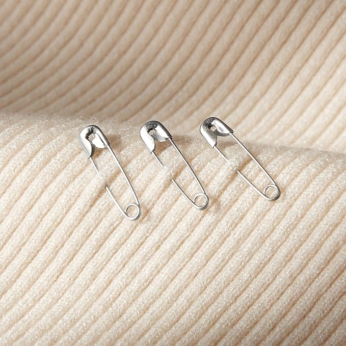 1000PCS Safety Pins, 0.75In/19mm Small Fastening Pins, Rust Resistant Nickel Plated Steel Set for Crafting, Sewing, Jewelry Making Fabric, Rimming Fastening Clip Button for Garment Hang Tag (Silver)