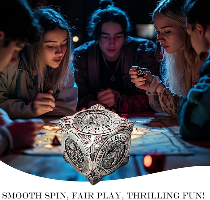 6 Sided Spinner DND Dice - Metal D4 D6 D8 D10 D10% D12 D20 All in One D&D Set - Cool Role Playing Gifts for Dungeons and Dragons TRPG MTG Games Lover Players (6 Sided-Bloodstained)