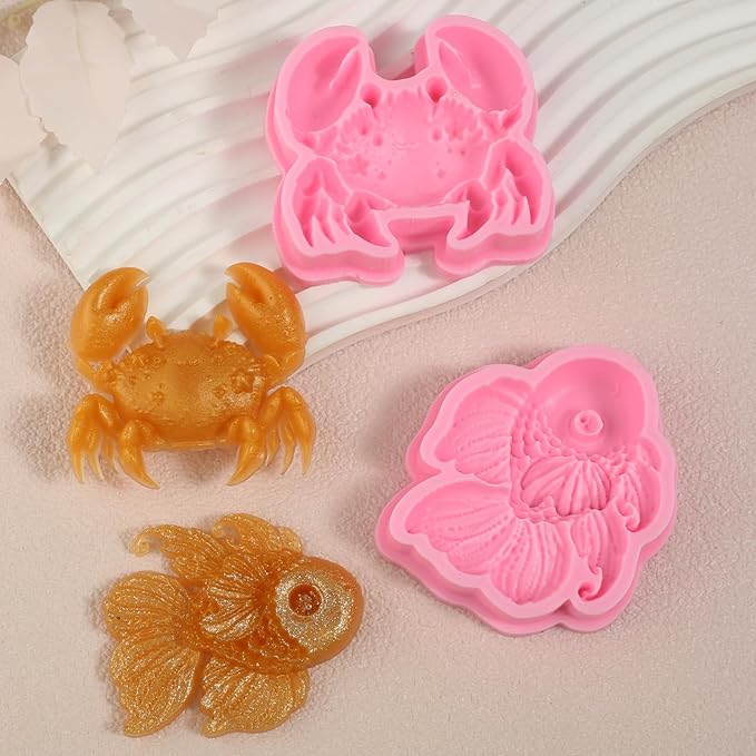 1 Pcs Vivid Ocean Theme Fish Fondant Mold, Cute Fish Candy Silicone Mold for Cake Decoration, Cupcake Toppers, Chocolate Candy Craft Dough, Chewing Gum, Resin Clay, Bath Bomb