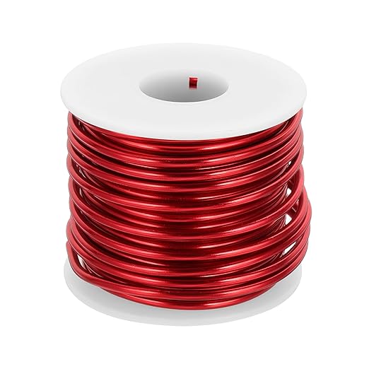 MECCANIXITY 9 Gauge Anodized Aluminum Craft Wire Bendable Bonsai Training Wire 56 Feet 3mm for Sculpting Crafts Wreath Floral Beading Jewelry Making, Red
