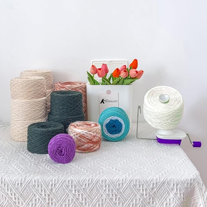 Yarn Ball Winder, Weaving Ball WinderNeedle Craft Yarn Ball Winder,The Helper for Knitting Enthusiast,Sturdy with Metal Handle and Tabletop Clamp, with 4 Size Pom Pom Makers+1PS Scissors