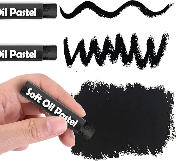 qianshan Soft Oil Pastels 12pc Set of 2 Assorted Colors,Non Toxic,Soft Texture Vibrant and Creamy Oil Crayons Pastels Art Supplies For Professional Artists Beginners Drawing.Black&White