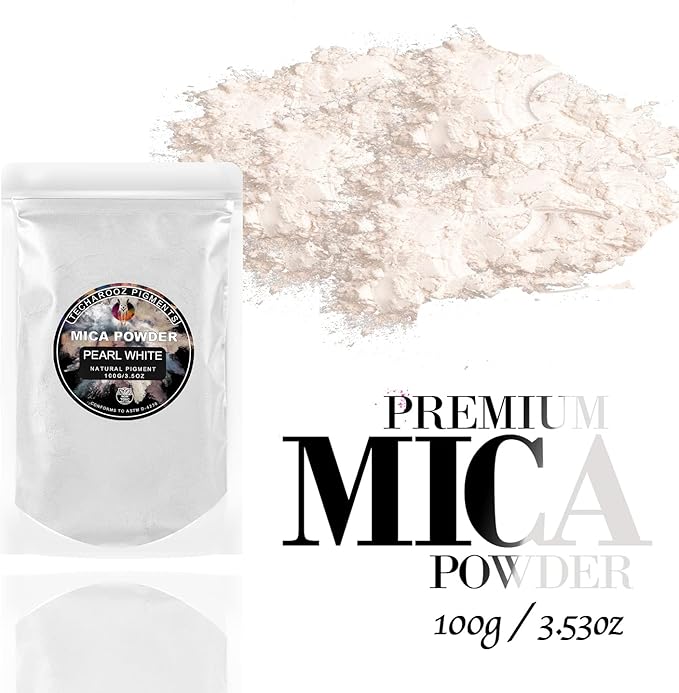 Pearl White MICA Powder for EPOXY Resin 100G / 3.5OZ. Sealed Bag - TECHAROOZ 2 Tone Resin DYE Color Pigment Powder for Lip Gloss, Nails, Colorant for Slime Bath Bombs SOAP Making & Polymer Clay