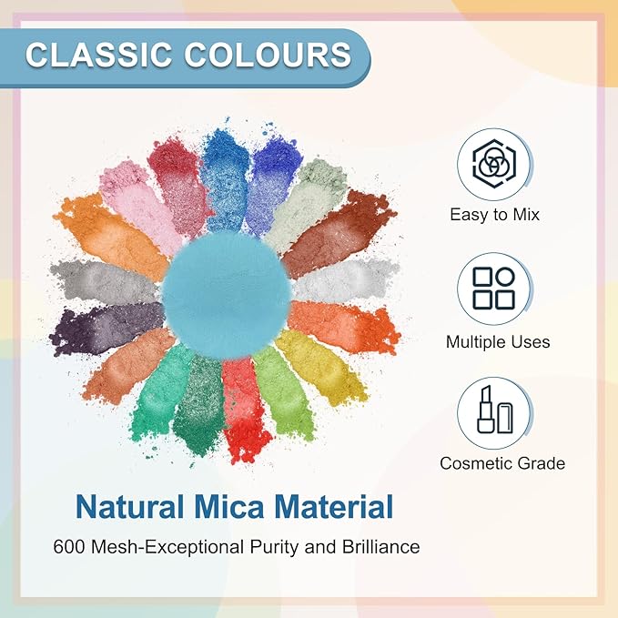 uxcell 10g/0.35oz Cosmetic Grade Mica Powder, 600 Mesh Mica Powder Natural Resin Epoxy Pigment Powders for Casting Resin, Candle Dye, DIY Nail Polish and Lip Gloss, Sky Blue