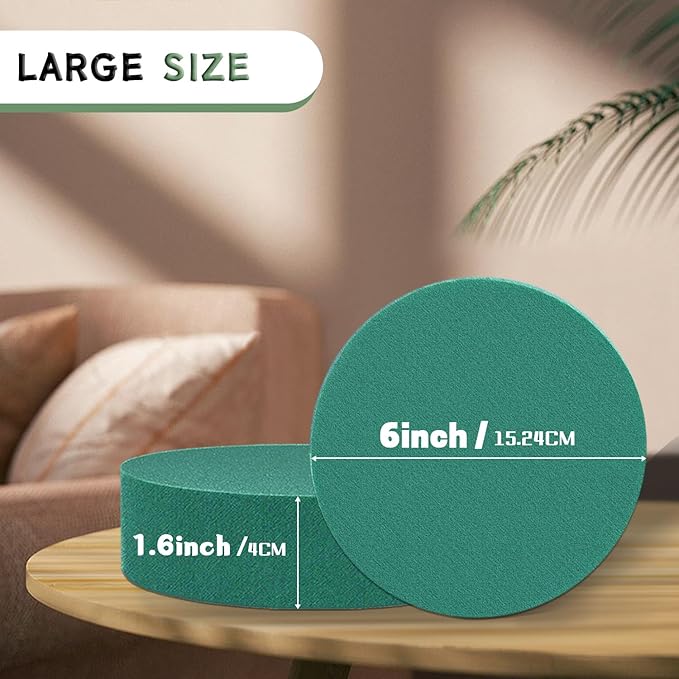 SupKing Large Round Floral Foams 6", 8 Pcs Sponge Foam Blocks Green Wet Dry Flower Foams Plant Foam for Florist Craft Artificial Flower Arrangements