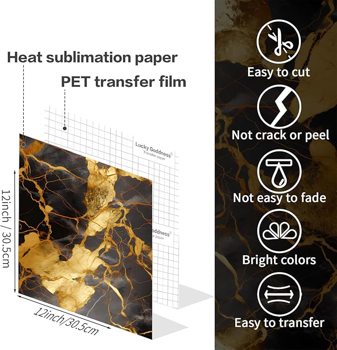 Sublimation Transfer Sheets for Heat Press Machine,Orange Gold Marble Sublimation Sheets for Tumblers Blanks Tshirts,6 Sheets 12x12inch