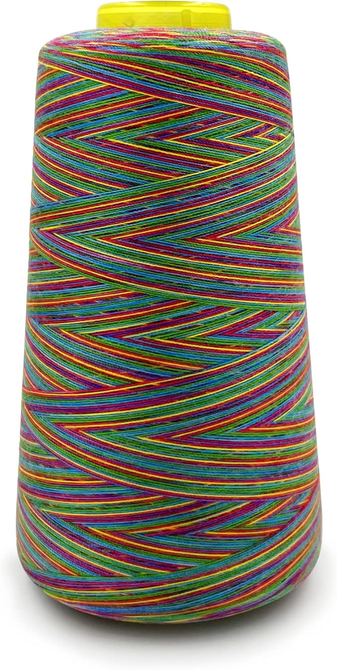 Tortoise 4 Cones of 3000 Yards Each Spool Thread for All Purpose, Serger, Overlock, Quilting, Sewing Machine - 40S/2 Rainbow-3 Polyester Thread