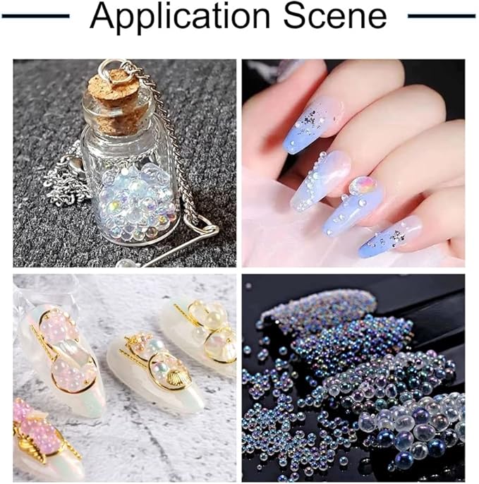 240g Mini Glass Bubble Beads 0.6-3mm Droplet Fillers Crystal Micro Caviar No Hole for Resin Inclusion DIY Pendant Jewelry Crafts Nail Art Decoration, 8 Colors