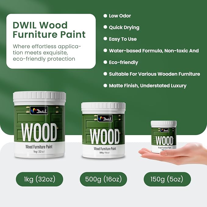 DWIL Matte Finish Furniture Paint - 5 Oz Wood Paint for Cabinets, Doors, Tables, and Dressers Refinishing - Water-Based, Non-Toxic & Odorless, Easy to Apply(Blue Grey)-Trial Pack