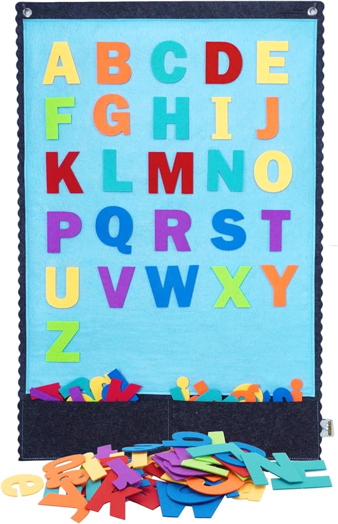 CHEFAN Felt Board - Large Flannel Board for Wall, 104 Felt Letters, 32'' X 22'' Interactive Storytelling & Play Learning for Home & Classroom Use(2 Sets of Uppercase&Lowercase Letters)