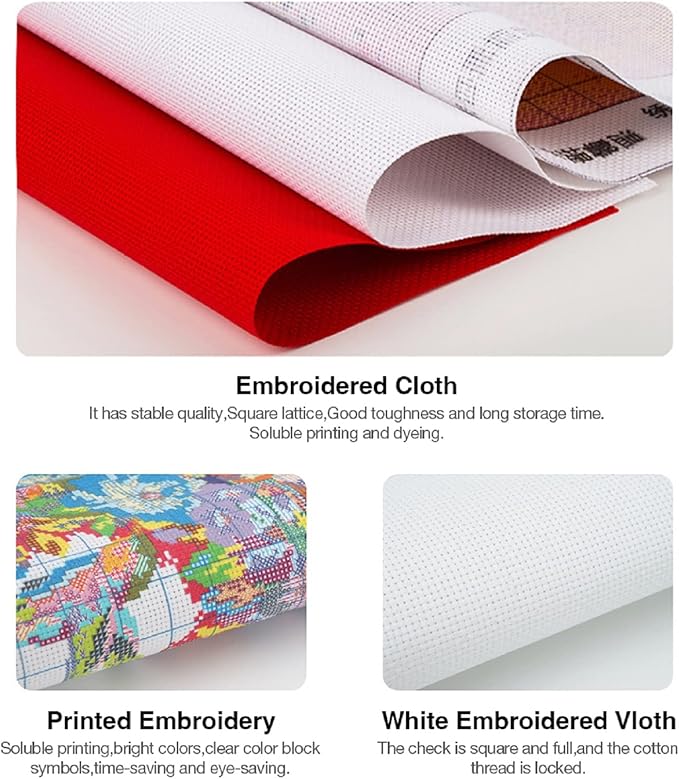Foxhool Beginners Cross Stitch Kits Stamped Full Range of Embroidery Kits for Adults DIY Cross Stitches kit Embroidery Patterns for Needlepoint kit-Peacock Flower 18x18 inch